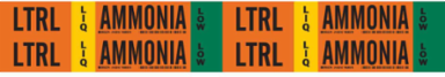 LTRL LIQ AMMONIA LOW Pipe Marker, 1.125" H x 7" W, Card of 4 Each, Fits Pipes 0.75" Dia. Thru 2.375" Dia.