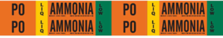 PO LIQ AMMONIA LOW Pipe Marker, 1.125" H x 7" W, Card of 4 Each, Fits Pipes 0.75" Dia. Thru 2.375" Dia.