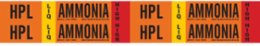 HPL LIQ AMMONIA HIGH Pipe Marker, 1.125" H x 7" W, Card of 4 Each, Fits Pipes 0.75" Dia. Thru 2.375" Dia.
