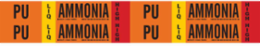 PU LIQ AMMONIA HIGH Pipe Marker, 1.125" H x 7" W, Card of 4 Each, Fits Pipes 0.75" Dia. Thru 2.375" Dia.