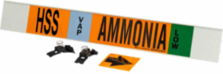 HSS VAP AMMONIA LOW Pipe Marker, 4" H x 24" W, Fits Pipes 8" Dia. or Larger