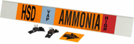 HSD VAP AMMONIA HIGH Pipe Marker, 4" H x 24" W, Fits Pipes 8" Dia. or Larger