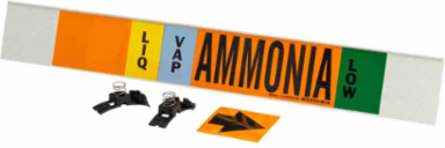 LIQVAP AMMONIA LOW Pipe Marker, 4" H x 24" W, Fits Pipes 8" Dia. or Larger