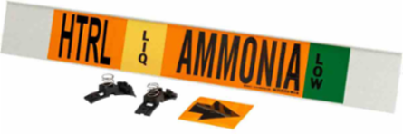 HTRL LIQ AMMONIA LOW Pipe Marker, 4" H x 24" W, Fits Pipes 8" Dia. or Larger