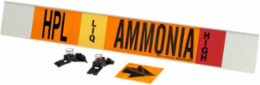 HPL LIQ AMMONIA HIGH Pipe Marker, 4" H x 24" W, Fits Pipes 8" Dia. or Larger