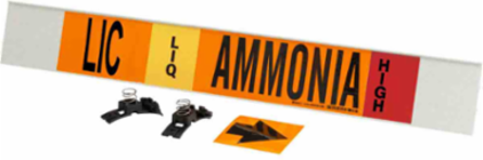 LIC LIQ AMMONIA HIGH Pipe Marker, 4" H x 24" W, Fits Pipes 8" Dia. or Larger
