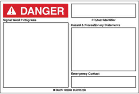 Blank DANGER GHS Labels 4 Inch x 6 Inch Vinyl, Chemical-Resistant, Permanent Adhesive