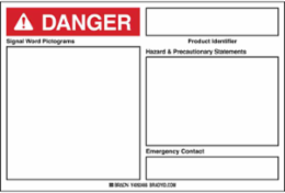 Blank DANGER GHS Labels 4 Inch x 6 Inch Vinyl, Chemical-Resistant, Permanent Adhesive