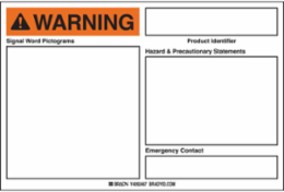 Blank WARNING GHS Labels, 4 Inch x 6 Inch, Vinyl, Permanent Acrylic Adhesive