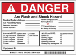 Arc Flash Labels, 5 Inch x 7 Inch, Adhesive Vinyl, Black/Red on White, Pack of 5