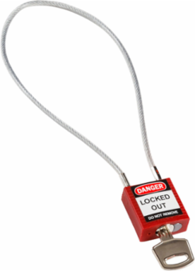 Compact Cable Padlock - 5-Pin, 8 Inch Shackle Clearance, Nylon Body