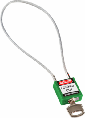 Compact Cable Padlock, 5-Pin Cylinder, 8 Inch Shackle Clearance, Nylon Body