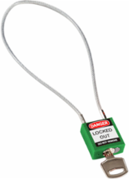 Compact Cable Padlock, 5-Pin Cylinder, 8 Inch Shackle Clearance, Nylon Body