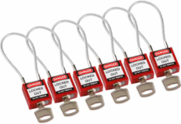 Compact Cable Padlocks - Keyed Alike, 4.2 Inch Shackle Clearance, Nylon Body