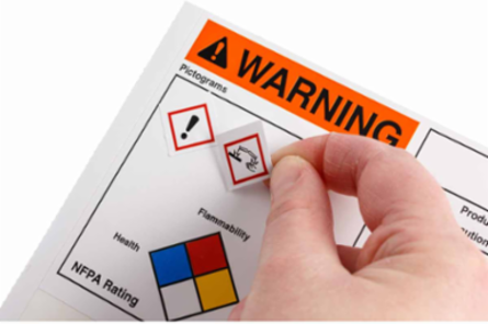 GHS WARNING Write-On Label, 4 Inch H x 6 Inch W, Vinyl, Permanent Adhesive
