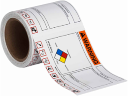 GHS WARNING Write-On Label, 4 Inch H x 6 Inch W, Vinyl, Permanent Adhesive