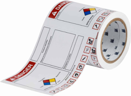 GHS Danger Write-On Label 4 Inch H x 6 Inch W Vinyl, Permanent Adhesive, 100 Labels per Roll