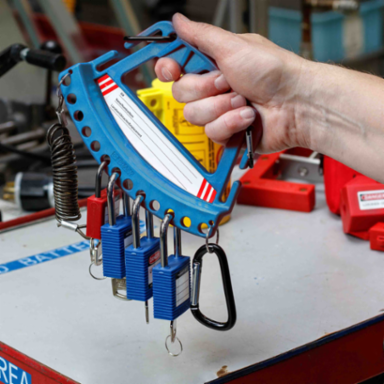 Safety Lock and Tag Carrier, 5.25" H x 7.75" W, Blue