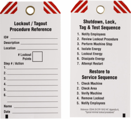 Write-On Lockout Procedure Tag, 5.75" H x 3.0" W, Black/Red on White