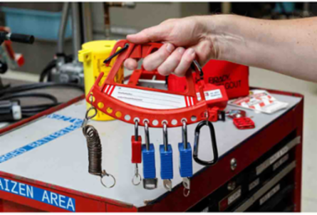 Safety Lock and Tag Carrier, 5.25" H x 7.75" W x 1.0" D, Red