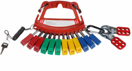 Safety Lock and Tag Carrier, 5.25" H x 7.75" W x 1.0" D, Red