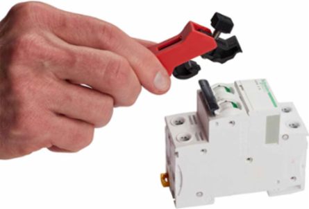 Mini Circuit Breaker Lockout, 1/2 Inch Width, Fiberglass Reinforced Nylon, Red