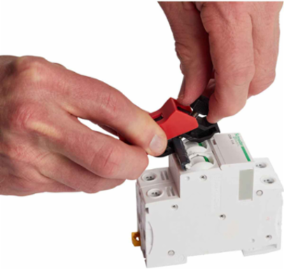 Mini Circuit Breaker Lockout, 1/2 Inch Width, Fiberglass Reinforced Nylon, Red