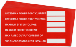 Pre-Printed SOLAR MAX POWER Warning Labels, 2"x3.75" Vinyl, 25Pk