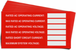 Pre-Printed SOLAR OPERATING CURRENT Warning Labels, 2"x3.75" Vinyl, 25Pk