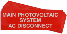 Pre-Printed SOLAR MAIN AC DISC Warning Labels, 1"x6.5" Acrylic, 25Pk