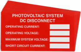 Pre-Printed SOLAR DC DISCON VAR Warning Labels, 2"x3.75" Vinyl, 25Pk