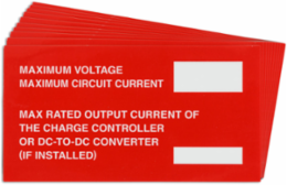 Pre-Printed SOLAR MAX VOLTAGE Warning Labels, 2"x3.75" Vinyl, 25Pk
