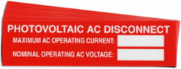 Pre-Printed SOLAR AC DISCON VAR Warning Labels, 1"x4" Vinyl, 25Pk
