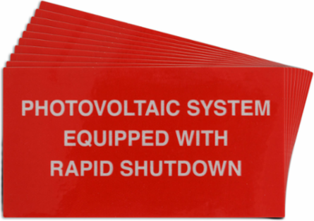 Pre-Printed SOLAR RAPID SHUTDOWN Warning Labels, 2"x3.75" Acrylic, 25Pk