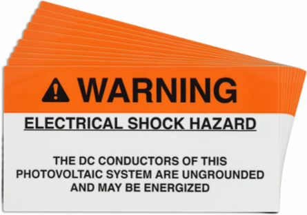 Pre-Printed SOLAR UNDERGROUND Warning Labels, 2"x3.75" Vinyl, 25Pk
