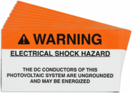 Pre-Printed SOLAR UNDERGROUND Warning Labels, 2"x3.75" Vinyl, 25Pk