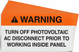 Pre-Printed SOLAR WRKNG INSIDE PNL Warning Labels, 2"x3.75" Vinyl, 25Pk