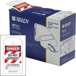 RipTag™ Safety Tag Roll Do Not Operate, 3" W x 5.75" H, Black/Red/White, 100/RL Diagonal Stripes