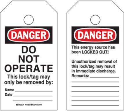 RipTag™ Safety Tag Roll Do Not Operate, 3" W x 5.75" H, Black/Red/White, 100/RL