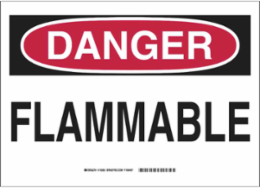 DANGER Flammable Sign, 10" H x 14" W x 0.004" D, Vinyl
