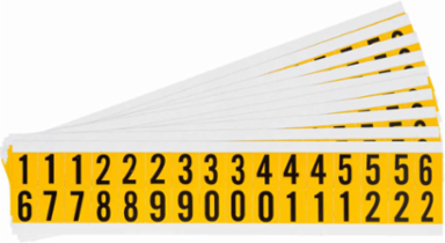 Pressure Sensitive Vinyl Number Label Kit 0.625 Inch H, Black on Yellow, 800 Labels
