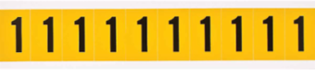 Vinyl Number Labels - 1-1/2 Inch H x 7/8 Inch W, Black on Yellow, 250 Pack