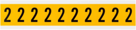 Pressure Sensitive Vinyl Number Labels 1.5 Inch H x 0.875 Inch W, Black on Yellow, 250 Labels/Pack