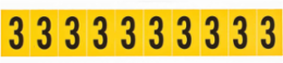 15 Series Vinyl Number Labels, 1 Inch H, Black on Yellow, Durable Outdoor Use