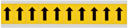 Vinyl Arrow Labels 1.5 Inch H x 0.875 Inch W, Black on Yellow, Permanent Adhesive