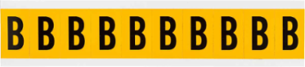 Pressure Sensitive Vinyl Letter Labels, 1-1/2 Inch H x 0-7/8 Inch W, Black on Yellow