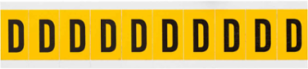 Pressure Sensitive Vinyl Letter Labels 1 Inch H, Black on Yellow, B-946