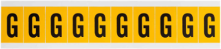 Pressure Sensitive Vinyl Letter Labels, 1.5 Inch H x 0.875 Inch W, Black on Yellow