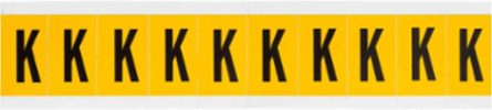 Pressure Sensitive Vinyl Letter Labels - 1-1/2 Inch H x 0.875 Inch W, Black on Yellow
