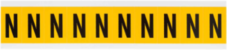 Vinyl Letter Labels, 1.5 Inch H x 0.875 Inch W, Black on Yellow, Weather Resistant